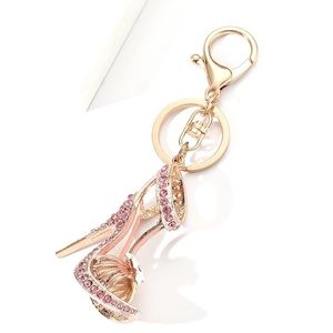 Pink Rhinestone Stilletto Keychain
